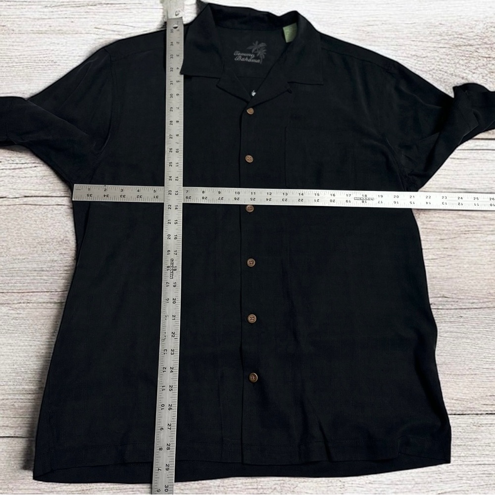 Tommy Bahama Men’s Carry a Big Stick Black Silk Button Up Camp Shirt ~ Size L - Picture 4 of 4